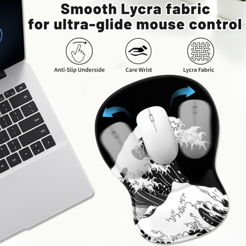 Ergonomic Mouse Pad with Wrist Rest - Gel Wrist Support Mousepad with Non-Slip PU Base for Computer, Laptop, Office & Home