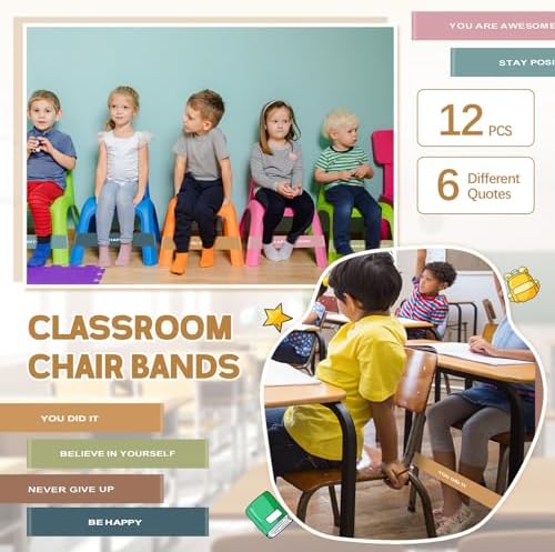 Libima 12 Pcs Classroom Chair Bands for Kids with Fidgety Feet Inspirational Stretchy Resistance Fidget Chair Bands with Sensory Needs Flexible Seating for School Students (Earth Tones,1mm)