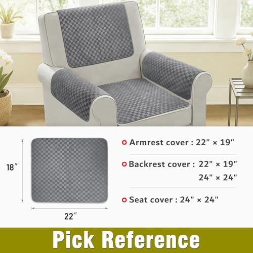 Couch Arm Covers, Sofa Arm Covers, Waterproof Armrest Cover for Sofa, Loveseat, Armchair, Anti-Slip Recliner Arm Cover, Headrest Cover, Arm Chair Covers Set of 2 (Dark Gray, 22"×18")