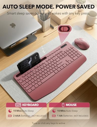 Wireless Keyboard and Mouse Combo - Full-Sized Ergonomic Keyboard