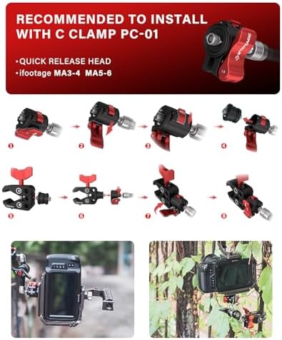 IFOOTAGE Spider Crab Super C Clamp,Monitor Clamp with 1/4'' & 3/8'' Screw