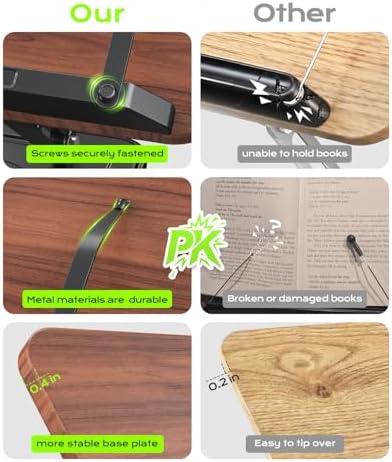 LOXP Book Stand for Reading, 360° Rotating Holder with Page Clip, Ergonomic