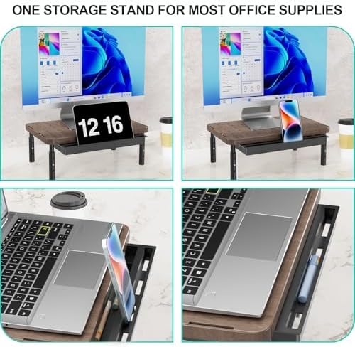 WALI Computer Monitor Stand with Storage, Monitor Riser 3 Height Adjustable