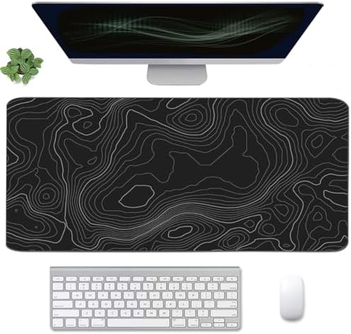 Topographic Mouse Pad, Extended Gaming (35.4x15.7 in), Desk Mat Laptop Waterproof Decor Writing for Work, Game, Office, Home - Topographic Contour