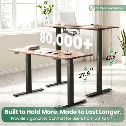 SIAGO Dual Motor Standing Desk Frame for Tops up to 75" - 280 lbs Capacity