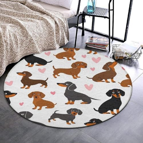 Circular Rugs Large Modern Round Area Rug Fashion Decor Mat for Home Office Dachshund Lovers Dachshunds