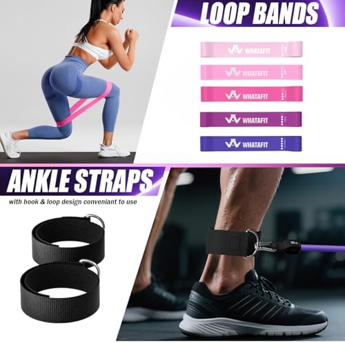 WHATAFIT Resistance Bands with Handles, 150 lb Exercise Bands Set