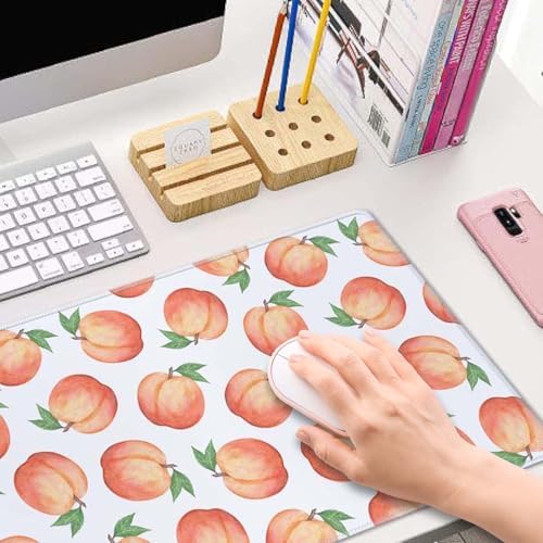 Gaming Mouse Pad, XL Extended Computer Keyboard Long Mouse Mat, Large Desk Pad for Office Laptop, Non-Slip Rubber Base with Stitched Edge Mousepad, 31.5X11.8 inch Watercolor Peaches