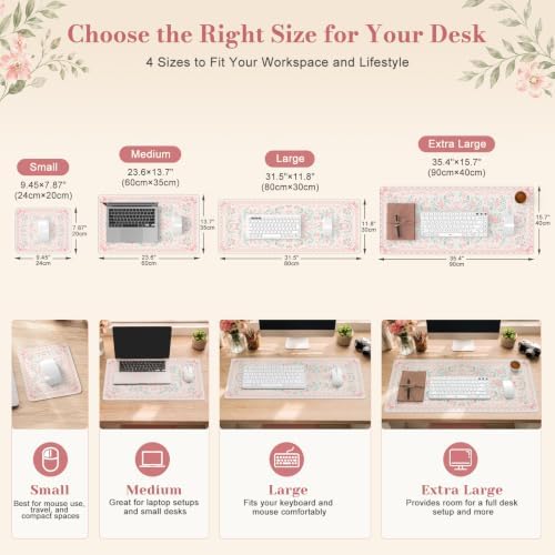 HAOCOO Pink Coquette Mouse Mat, 9.45" x 7.87" Compact Mousepad for Office