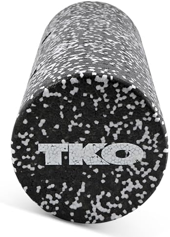 TKO 18 Inch High-Density Foam Roller | Deep Tissue Muscle Recovery & Exercise Tool | Durable Black Roller for Yoga, Pilates, Physical Therapy, and Relieving Muscle Soreness - Black/White