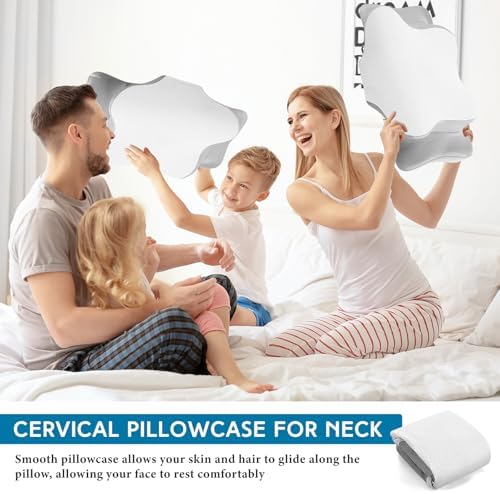 HunnmingRe Pillow Case for Cervical Neck, White,Gray, Queen Size