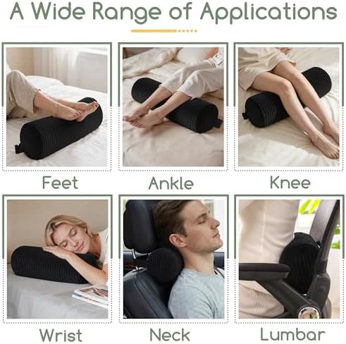 HIGOGOGO Lumbar Roll Lumbar Support Pillow for Office Chairs, Cars, and Gaming Chairs, Back Cushion with Washable Cover & Adjustable Strap to Relieve Back Pain and Improve Posture, 15"x6"x5", Black