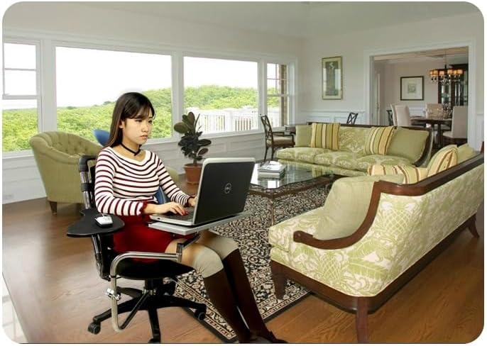Ergonomic Chair Mount Keyboard Tray - Adjustable Laptop & Mouse Stand for Gaming & Workstation, Fits Round Bars up to 1.96 Inch Thickness (OK010W)
