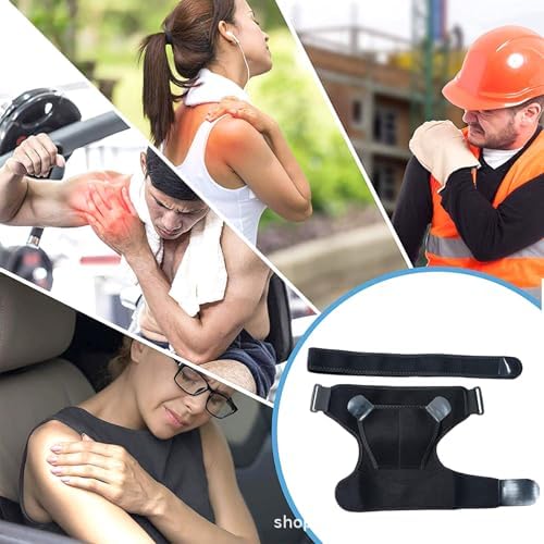 Extended Large Size Shoulder Brace, Adjustable Large Size Shoulder Support for Men and Women Spoorts and Relife of Pain (Black L)
