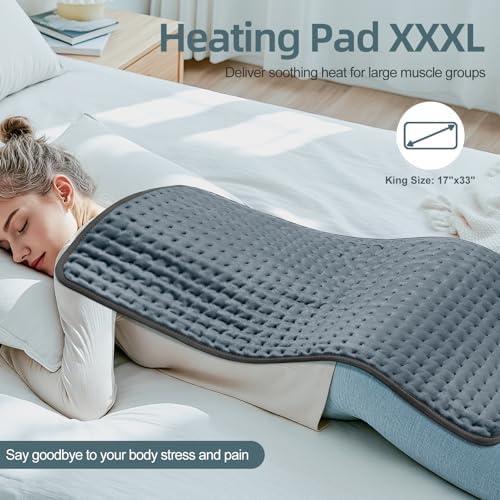 17"x33" Heating Pad for Back Pain Relief, XXXL Electric Heat Pads for Women