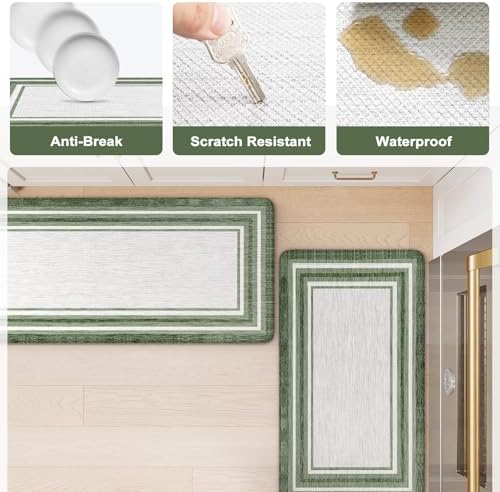 KIMODE Kitchen Mats Cushioned Anti Fatigue,Farmhouse Kitchen Rugs Sets of 2