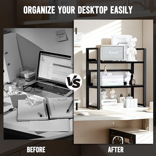 Brakki Desk Shelf Organizer, 2-Tier Desktop Bookshelf, Small Office Shelf
