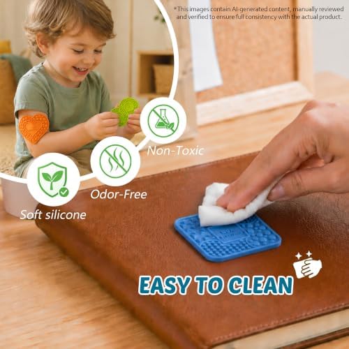 6 Pack Textured Silicone Sensory Stickers,Calming Quiet Fidget Toy with Guided Breathing Shapes,Anxiety Relief Adhesive Desk Strips for Autism & ADHD,Soft-Touch Stress Relief for Classroom,Home,Office