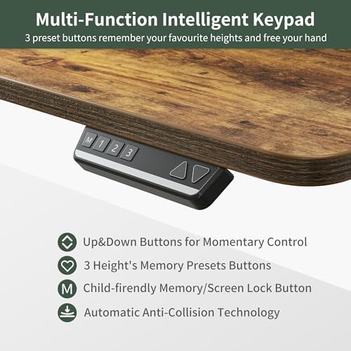 FEZIBO Triple Motor 63" L Shaped Standing Desk, Electric Standing Gaming Desk Adjustable Height, Corner Stand up Desk with Splice Board, Black Frame/Rustic Brown Top