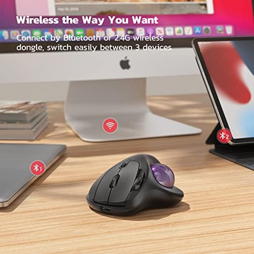 Nulea M501 Wireless Trackball Mouse Ergonomic Thumb Control, 4 DPI Levels