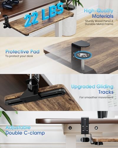 Small Keyboard Tray Under Desk, Pull Out Keyboard & Mouse Tray for Typing