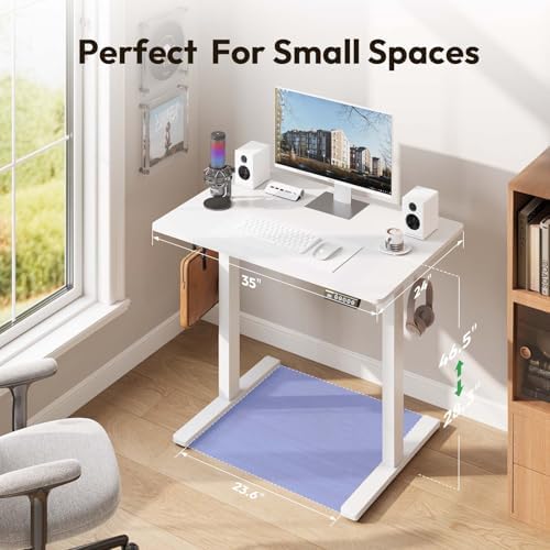 35 x 24 Inch Height Adjustable Standing Desk, 3 Presets, White