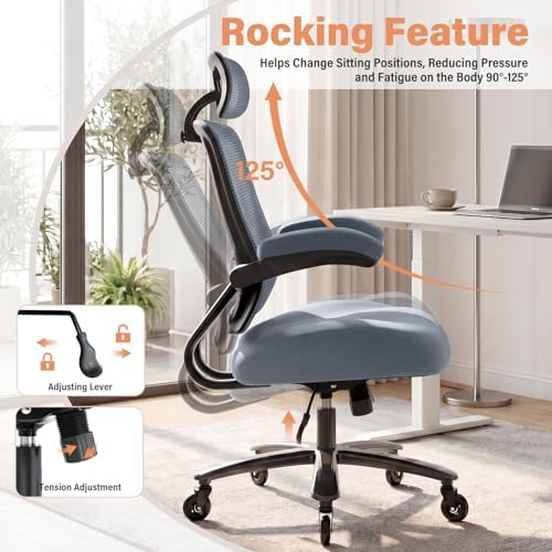 Big and Tall Office Chair with 500 LBSCapacity and Memory Foam Seat, Grey