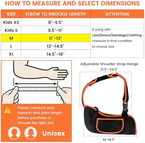 Arm Sling Shoulder Immobilizer for Men & Women, Rotator Cuff Support Brace