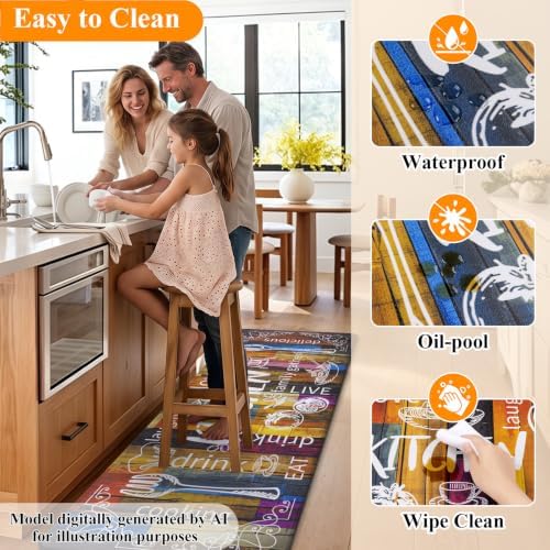HEBE Anti Fatigue Kitchen Rugs Set of 2, Cushioned Kitchen Mats for Floor
