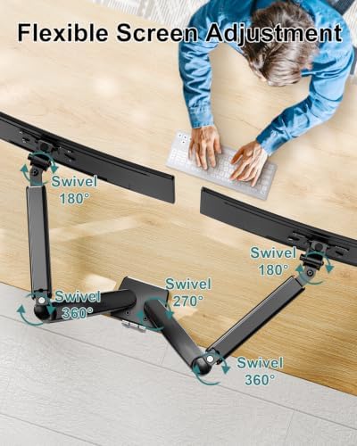 Dual Monitor Arm Desk Mount Fits Max 32 inch Screens, Holds 4.4 to 19.8lbs