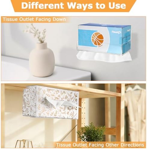 Acrylic Tissue Box Holder Wall Mounted, Clear Rectangular Organizer