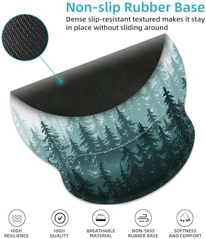Green Forest Ergonomic Mouse Pad with Wrist Rest for Desk Work Office