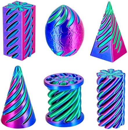 3D Printed Spiral Cone Fidget Toy 6 Pack, Impossible Passthrough