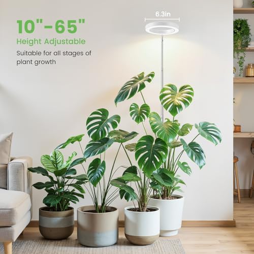 Aokrean Halo Plant Grow Light for Indoor Plants, 6.3in Full Spectrum White