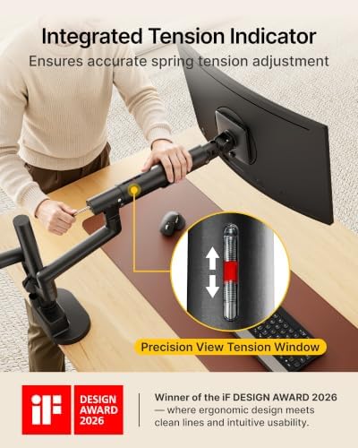 monTEK USB Stacked Dual Monitor Arm for 17-40" Screens, 24.3 lbs Each
