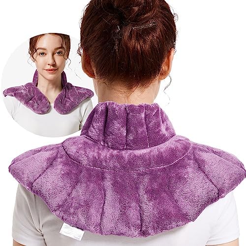 RelaxCoo Microwavable Heating Pad for Neck, Shoulders, and Back - Weighted Neck Warmer with Moist Heat, Purple, Lavender Scented