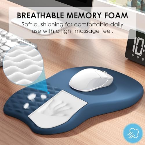 MROCO Ergonomic Mouse Pad with Wrist Support, 11.8 x 7.8 in, Navy Blue