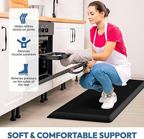 4/5 Inch Thick Kitchen Mat - Cushioned Anti Fatigue Mats for Kitchen Floor - Easy to Clean, Waterproof, Non-Slip Kitchen Rug for Sink, Office, Kitchen (22''x36'' Black)