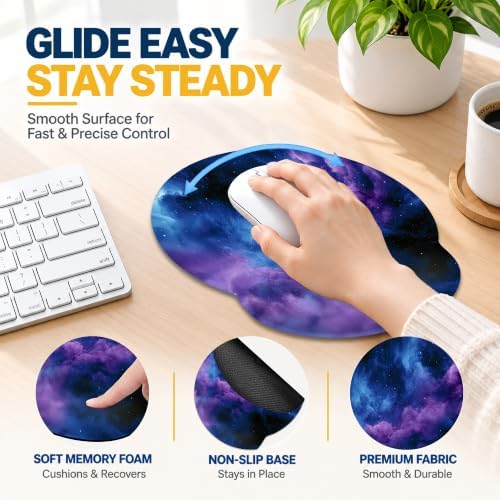 Starry Sky Wrist Rest Mouse Pad 3 Piece Set with Keyboard Rest and Coaster