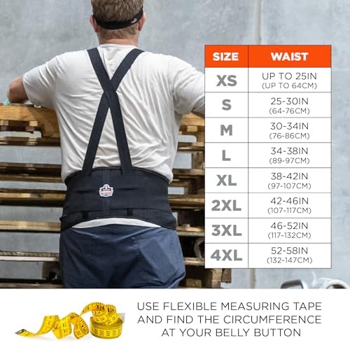 Ergodyne ProFlex 1650 Back Support Belt, 7.5" Elastic, Adjustable, Removeable Straps, XL