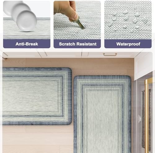 KIMODE Anti Fatigue Kitchen Mats 2PCS, Non-Slip Waterproof Kitchen Rugs
