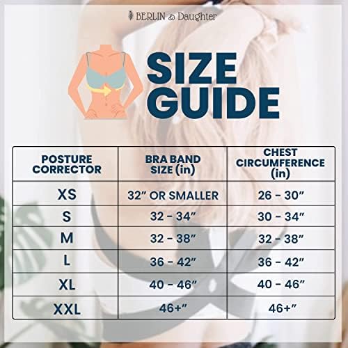 Berlin & Daughter Posture Corrector - Fully Adjustable Breathable Clavicle Chest Back Support Brace for Improves Posture & Provide Lumbar Support Back Pain Relief - Perfect for Men & Women - Medium