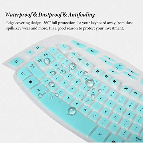 Keyboard Cover for Logitech MK550 MK570 K350 Wireless Wave Keyboard, Logitech K350 MK550 MK570 Accessories Wave Keyboard Protector-Mint