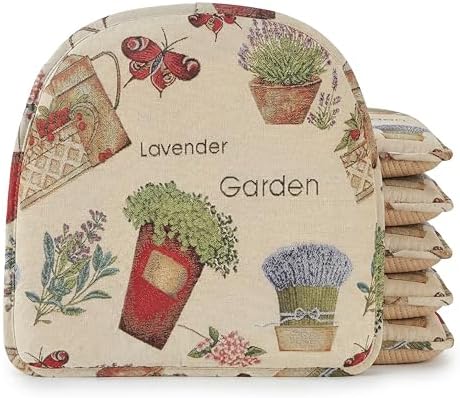 Klear Vu Raindrop The Gripper Non Slip Chair Cushions, Soft & Comfortable Seat Pad, Sitting Pillow for Kitchen, Dining or Office, 6 Count (Pack of 1), Garden Gala