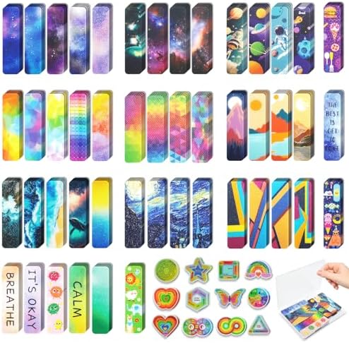 72 Pieces Anxiety Sensory Stickers with Storage Box - Sensory Stickers 2 Textured Surface - Fidget Strips for Office & Classroom Desk Adult & Teen Stress (Personality)
