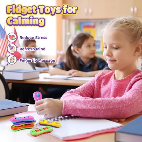 LESONG Fidget Sensory Toys for Kids: 6 Pack Colorful Finger Spinner Toys
