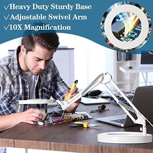 HITTI 10X Magnifying Glass with Light, 1,800 Lumens Stepless Dimmable