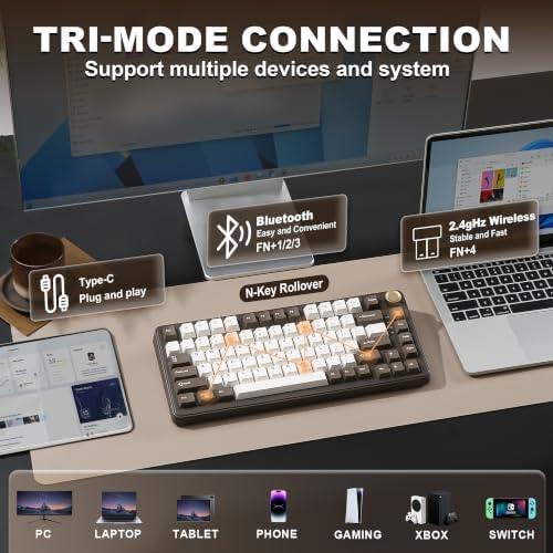 YUNZII B75 PRO 75% Wireless Mechanical Keyboard (Coffee Brown, Cocoa V2)