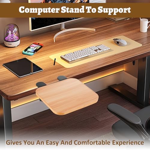 DAJAVE Ergonomics Desk Extender Tray, 9.4x9.1Inch Clamp On Desk Shelf, Foldable Table Extender for Desk, Table Desk Arm Rest, Keyboard Drawer Tray for Office and Home, Workstation Organizer