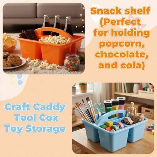 Kathfly 12 Pack Classroom Caddy Organizer with Handle Bulk, Blue Orange